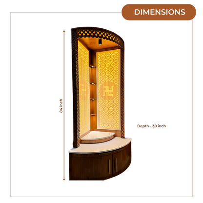  Dimensions of Aarohan Corner Pooja Mandap (Brown) 