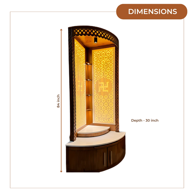  Dimensions of Aarohan Corner Pooja Mandap (Brown) 