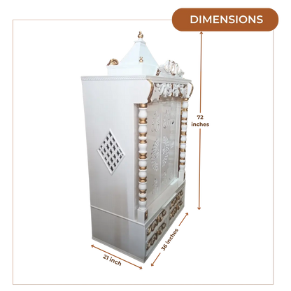 Ananta Teak Wood Mandir (White) Dimensions