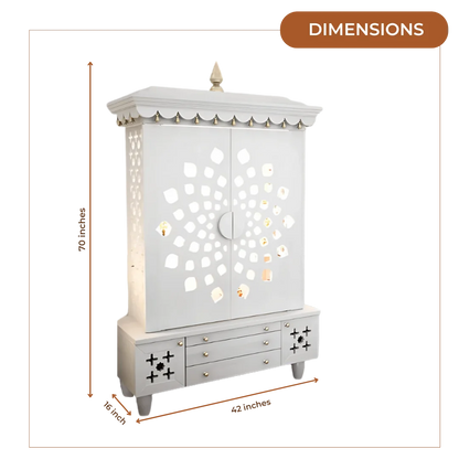 Dimensions of Anviksha Teak Wood Pooja Mandap With Door(White)