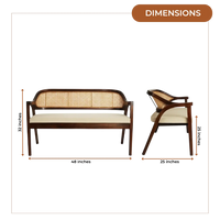 Dimensions of Arbor Solid Wood Love Sofa (Brown Beige)