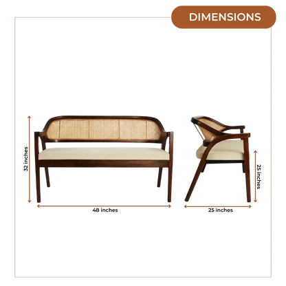 Dimensions of Arbor Solid Wood Love Sofa (Brown Beige)