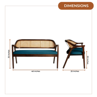 Dimensions of Arbor Solid Wood Love Sofa (Brown Blue)