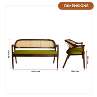 Dimensions of Arbor Solid Wood Love Sofa (Brown Green)