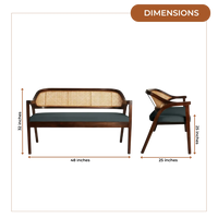 Dimensions of Arbor Solid Wood Love Sofa (Brown Grey)
