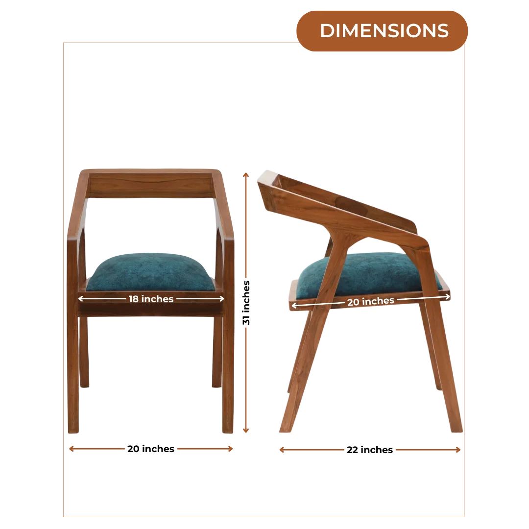 Dimensions of Aristo Teak Wood Arm Chairs (Teak Blue)