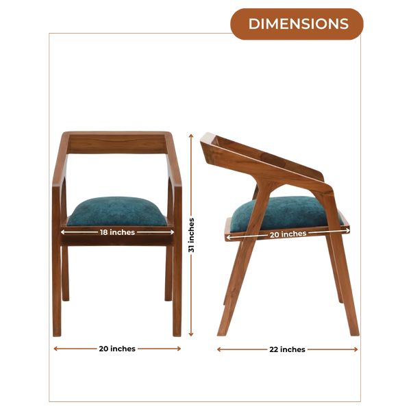 Dimensions of Aristo Teak Wood Arm Chairs (Teak Blue)