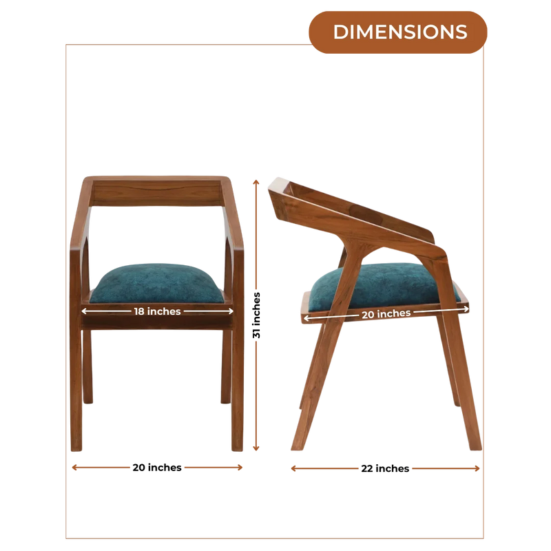 Dimensions of Aristo Teak Wood Arm Chairs (Teak Blue)