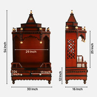 Dimensions of Brahma Sthana Medium Floor Rested Pooja Mandir (Brown Gold)