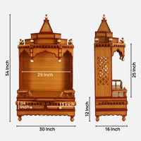 Dimensions of Brahma Sthana Medium Floor Rested Pooja Mandir (Teak Gold)