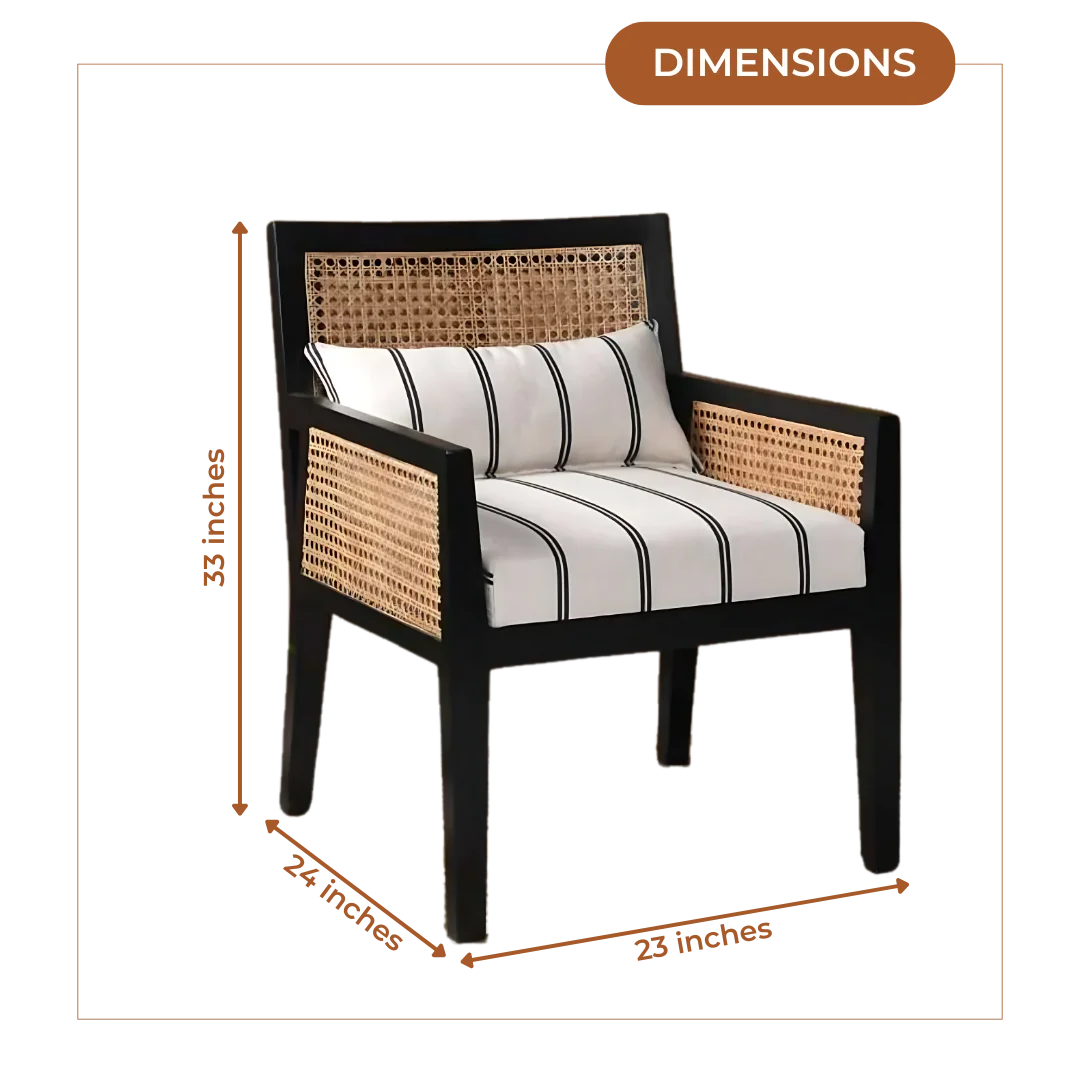 Dimensions of Coastal Teak Wood Lounge Chair (Black)