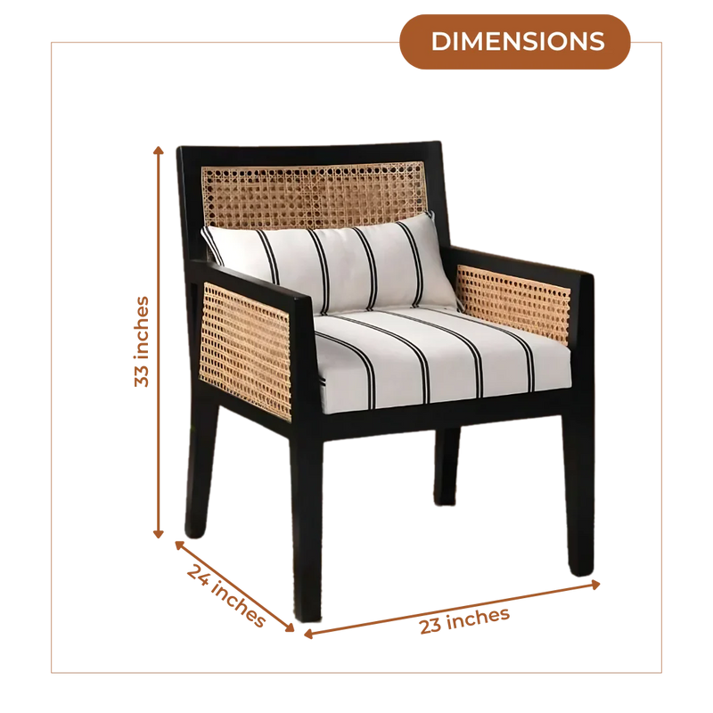Dimensions of Coastal Teak Wood Lounge Chair (Black)