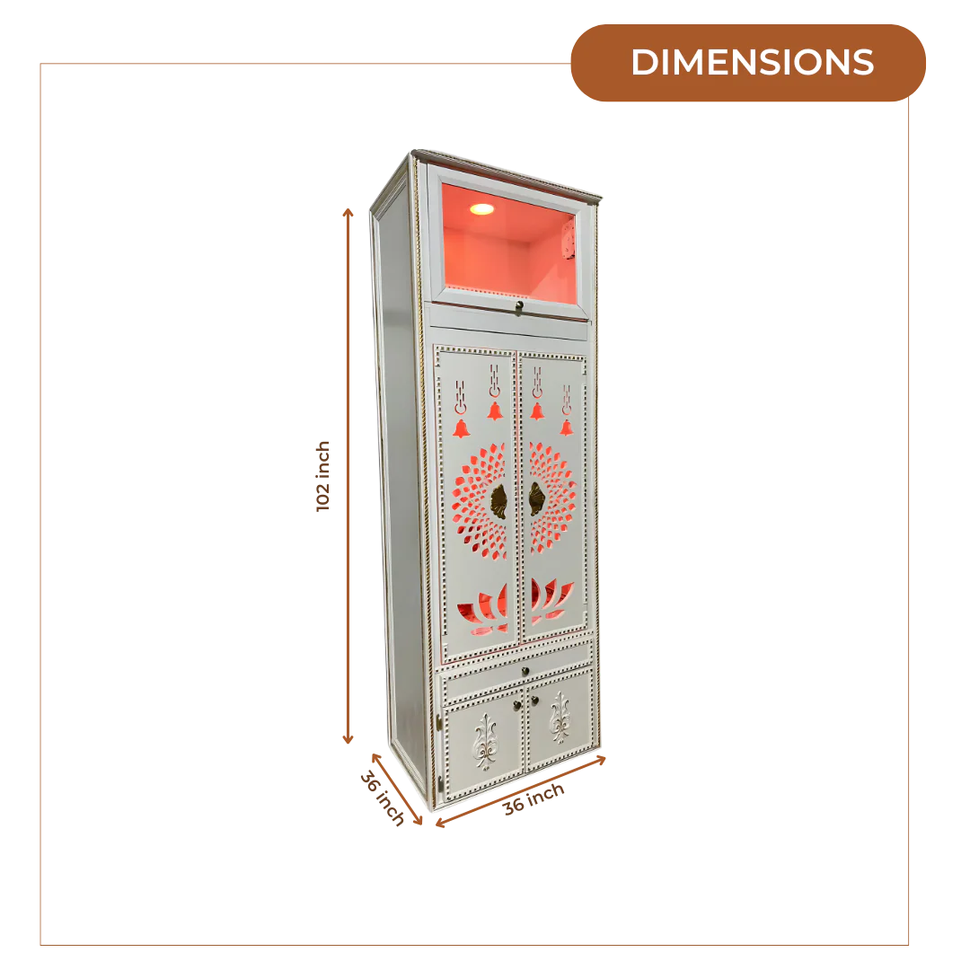 Dimensions of Dhyansthal Teak Wood Mandap (White)