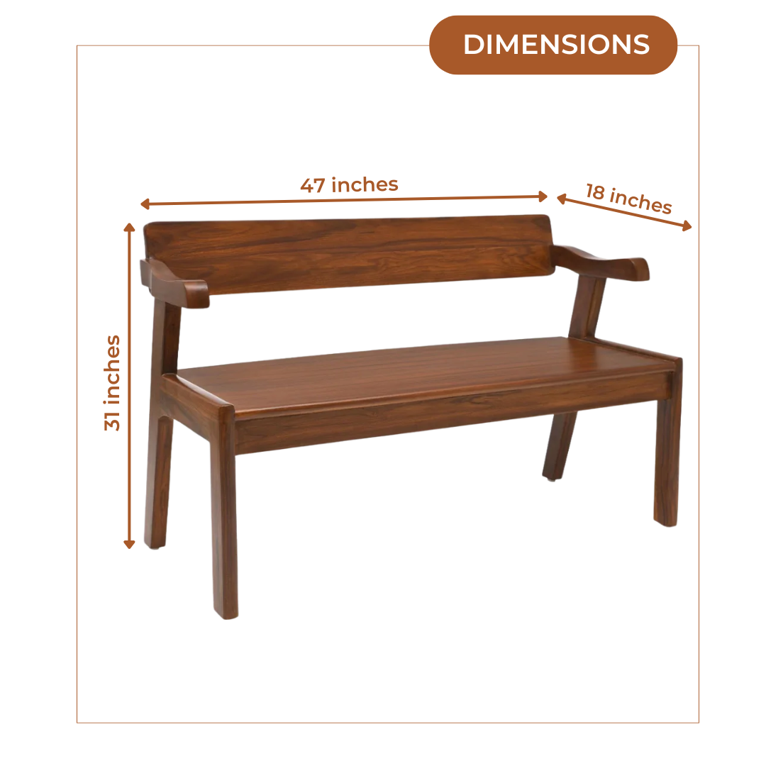 Dimensions of Fynora Teak Wood Bench (Teak)