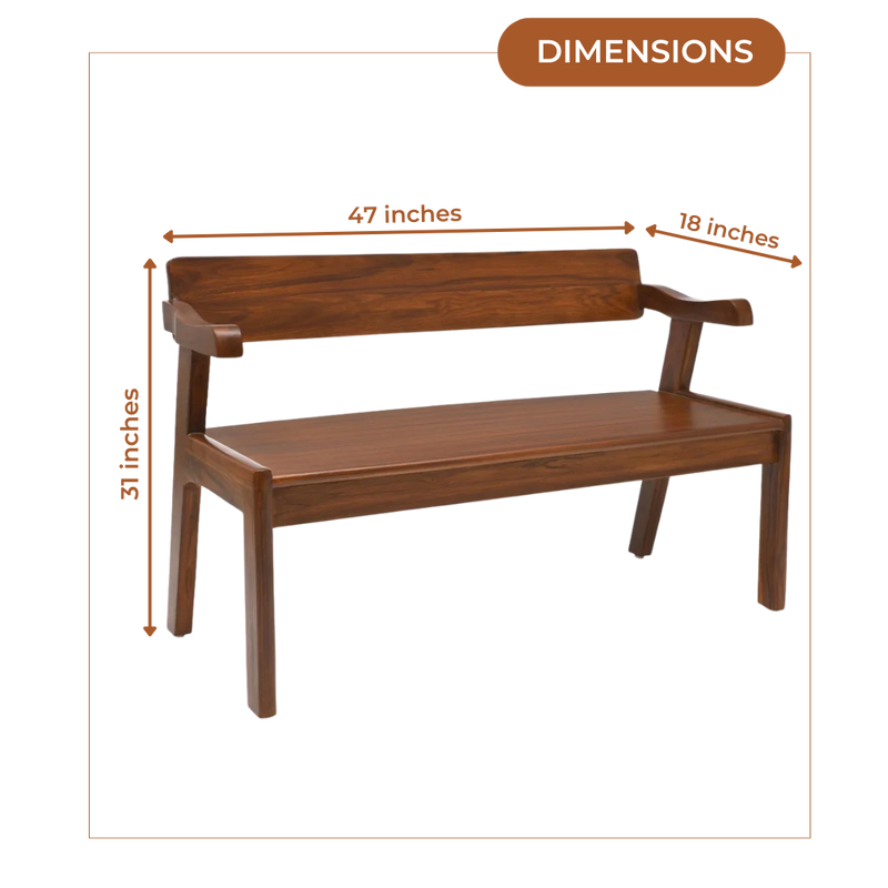 Dimensions of Fynora Teak Wood Bench (Teak)