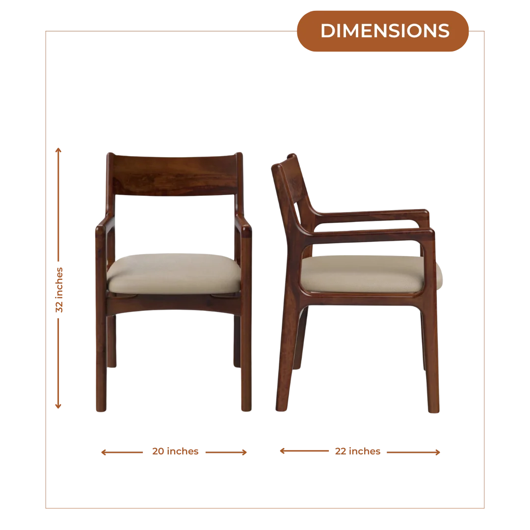 Dimensions of Haven Teak Wood Arm Chairs (Brown)