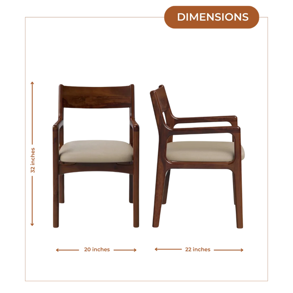 Dimensions of Haven Teak Wood Arm Chairs (Brown)