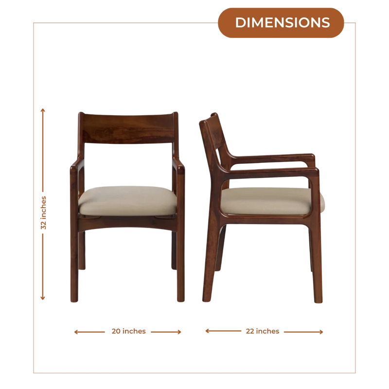 Dimensions of Haven Teak Wood Arm Chairs (Brown)