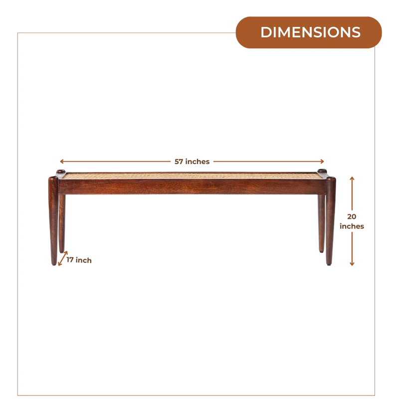 Madhurya Teak Wood Bench (Teak) Dimensions