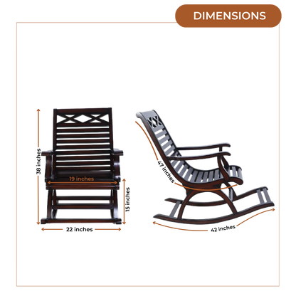 Dimensions of Mince Teak Wood Rocking Chair (Brown)