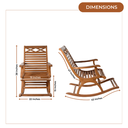 Dimensions of Mince Teak Wood Rocking Chair (Teak)