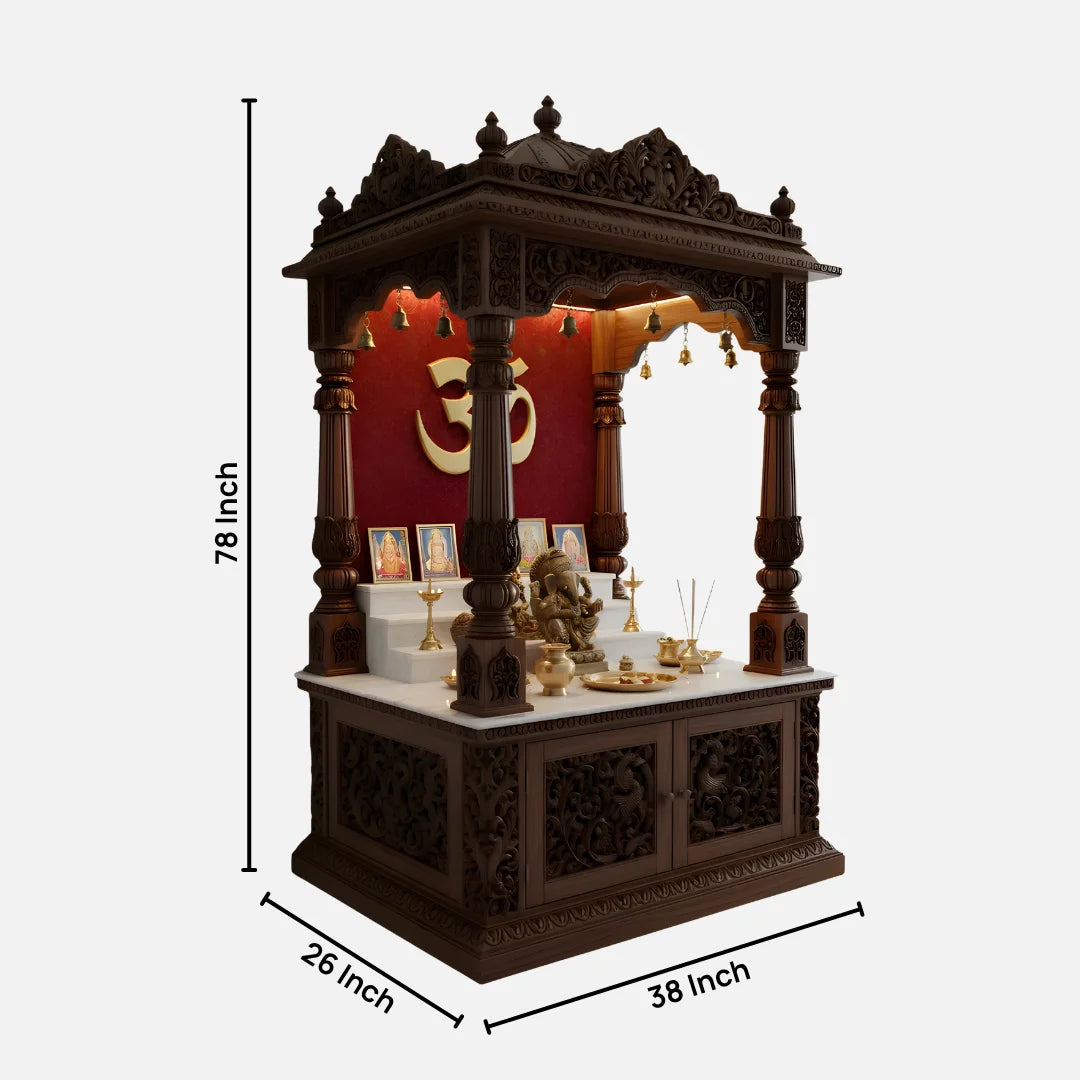 Raktashri Teak Wood Mandap (Brown) Dimensinos
