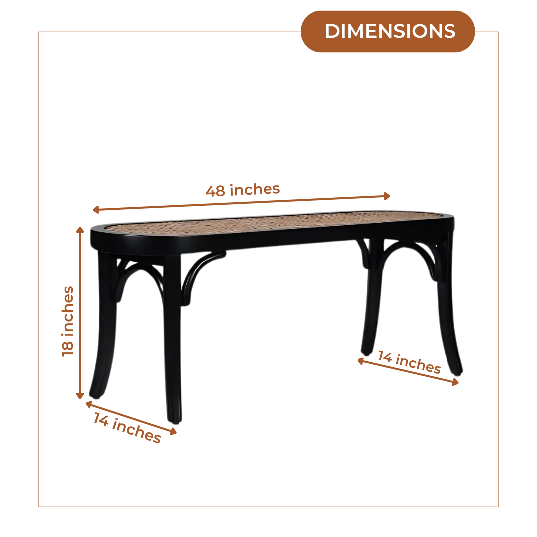 Dimensions of Rattuna Teak Wood Bench (Black)