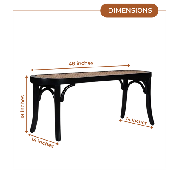 Dimensions of Rattuna Teak Wood Bench (Black)
