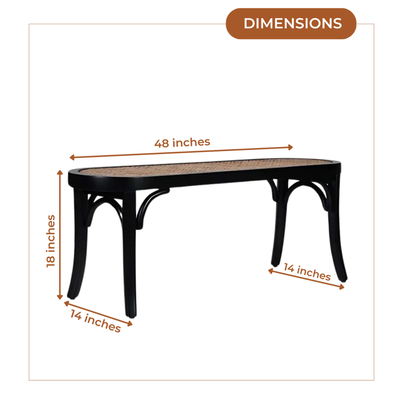 Dimensions of Rattuna Teak Wood Bench (Black)