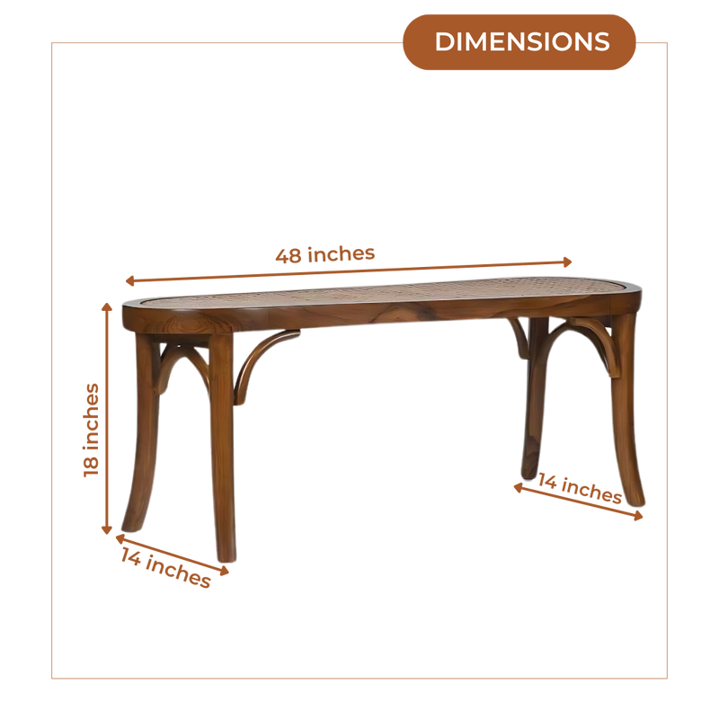 Dimensions of Rattuna Teak Wood Bench (Teak)