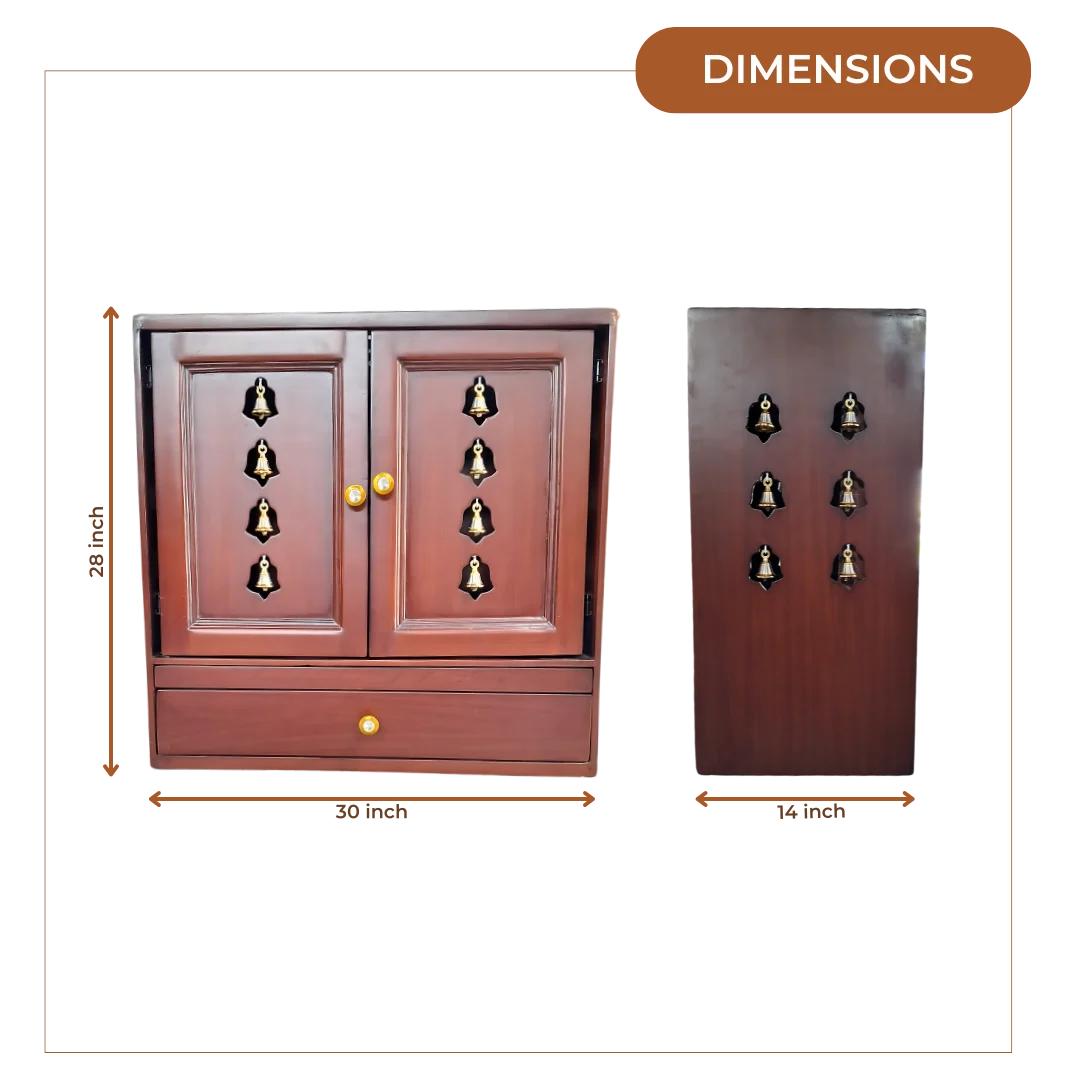 Dimensions of Sharvakriti Teak Wood Mandir (Brown)