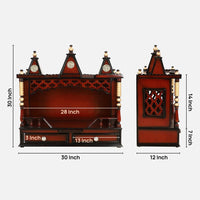 Dimensions of Sunanda Bhawan Medium Wall Mount Pooja Mandir without Door (Brown Gold)