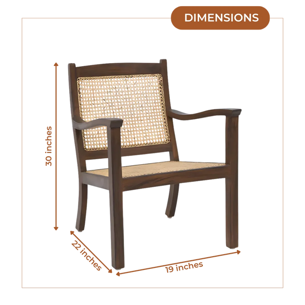 Dimensions of Terra Teak Wood Cane Chair (Black)