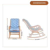 Dimensions of Touffy Fabric Upholstered Teak Wood Rocking Chair (Teak Blue)