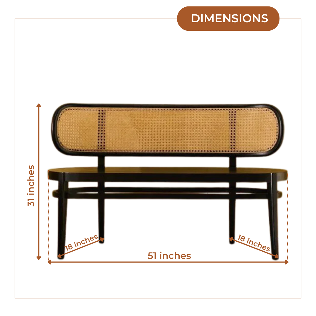 Dimensions of Velvora Teak Wood Bench (Black)