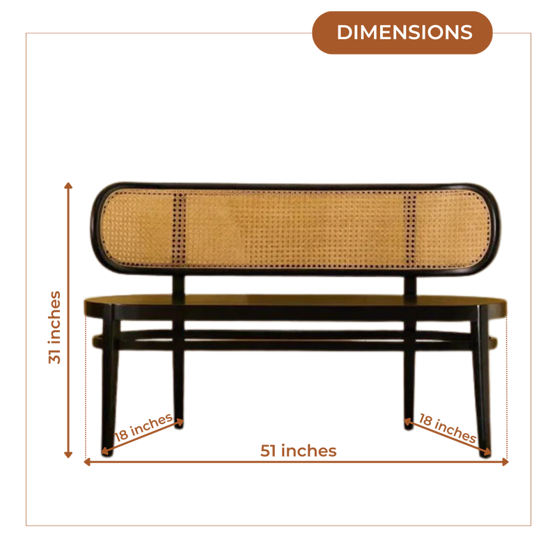 Dimensions of Velvora Teak Wood Bench (Black)