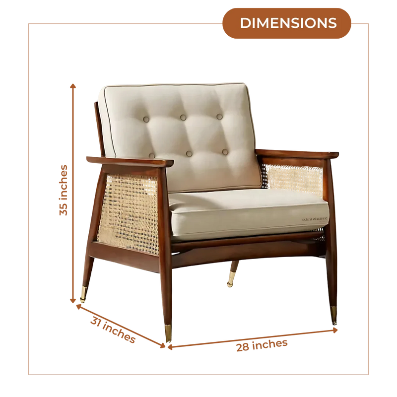Dimensions of Vintori Teak Wood Lounge Chair (Teak)