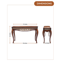 Dimensions of Vortex Solid Wood Console Table Teak Gold