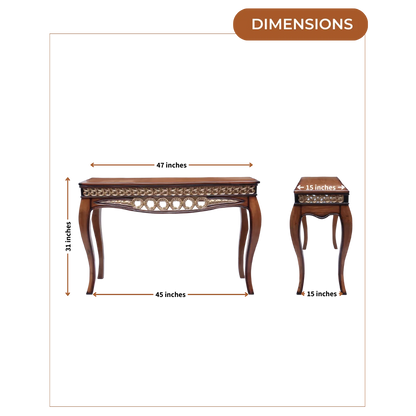 Dimensions of Vortex Solid Wood Console Table Teak Gold