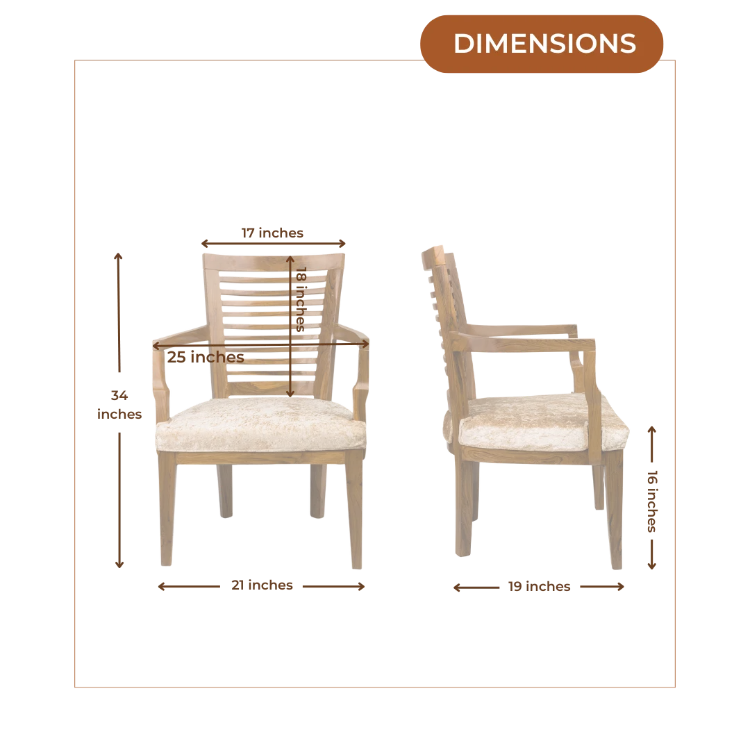 Dimensions Image AURA Teak Wood Arm Chair (Teak)