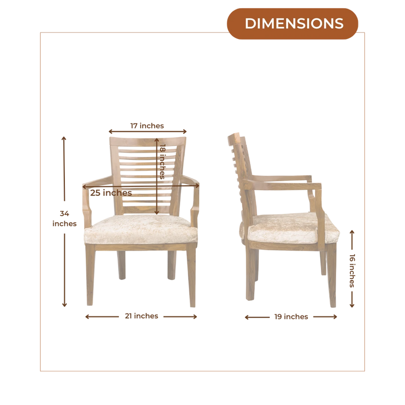 Dimensions Image AURA Teak Wood Arm Chair (Teak)