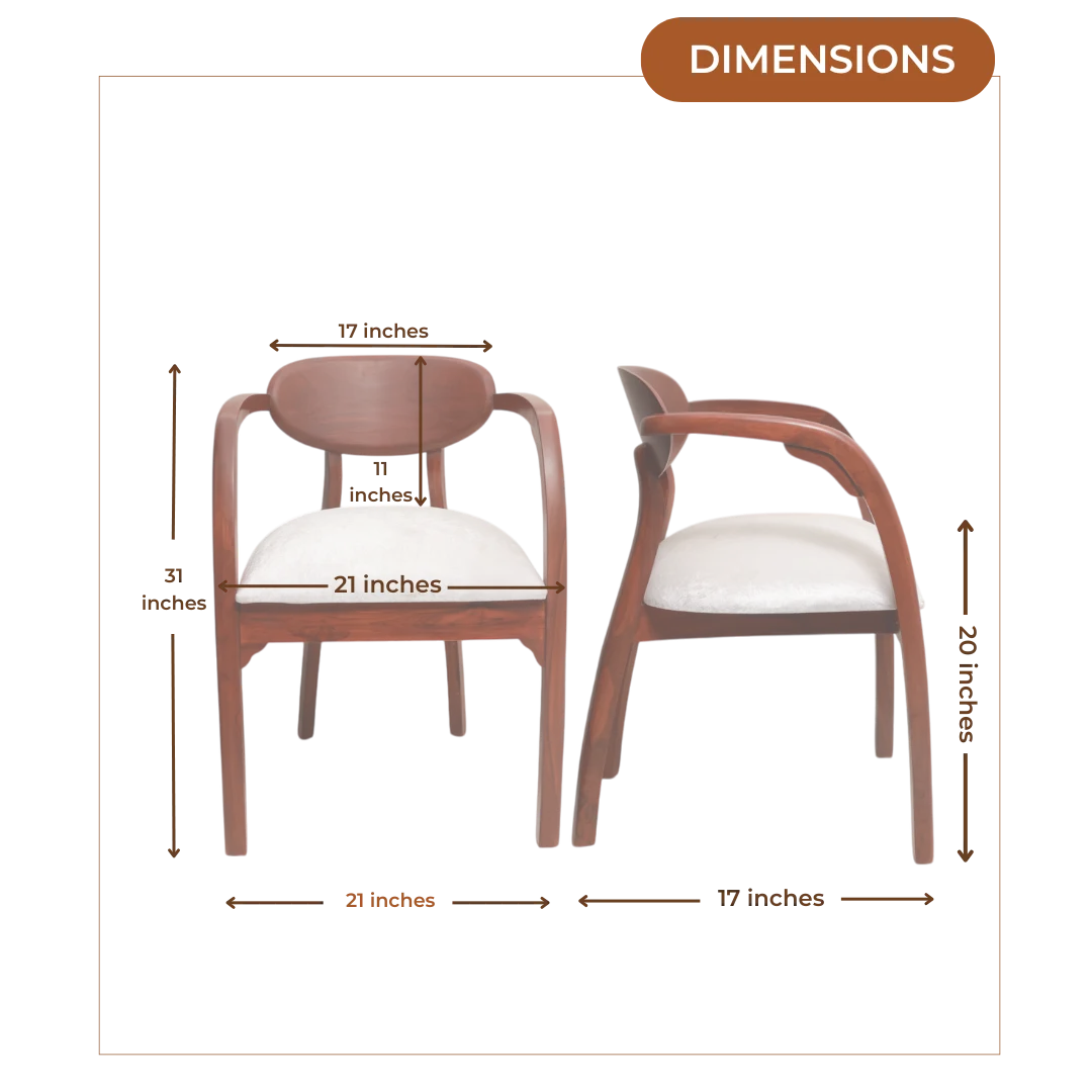 Dimensions Image of Abetos Teak Wood Arm Chairs (Brown Silver)