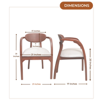 Dimensions Image of Abetos Teak Wood Arm Chairs (Brown Silver)
