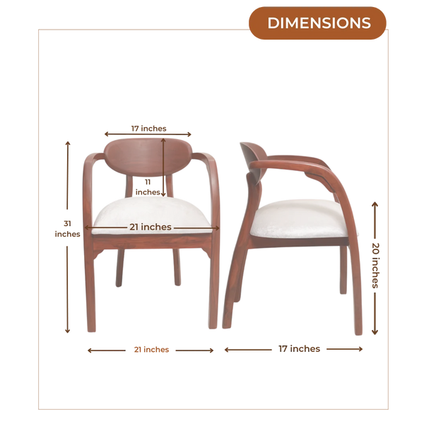 Dimensions Image of Abetos Teak Wood Arm Chairs (Brown Silver)