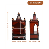 Dimensions Image of Satvika Wall Mount Pooja Mandir without Door (Brown Gold)