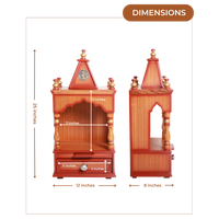 Dimensions Image of Satvika Wall Mount Pooja Mandir without Door (Teak Gold)