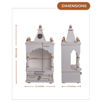 Dimensions Image of Sphatika Wall Mount Pooja Mandir without Door (White Gold)