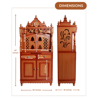Dimensions Image of Vedashraya Floor Rested Pooja Mandir with Door (Teak Gold)