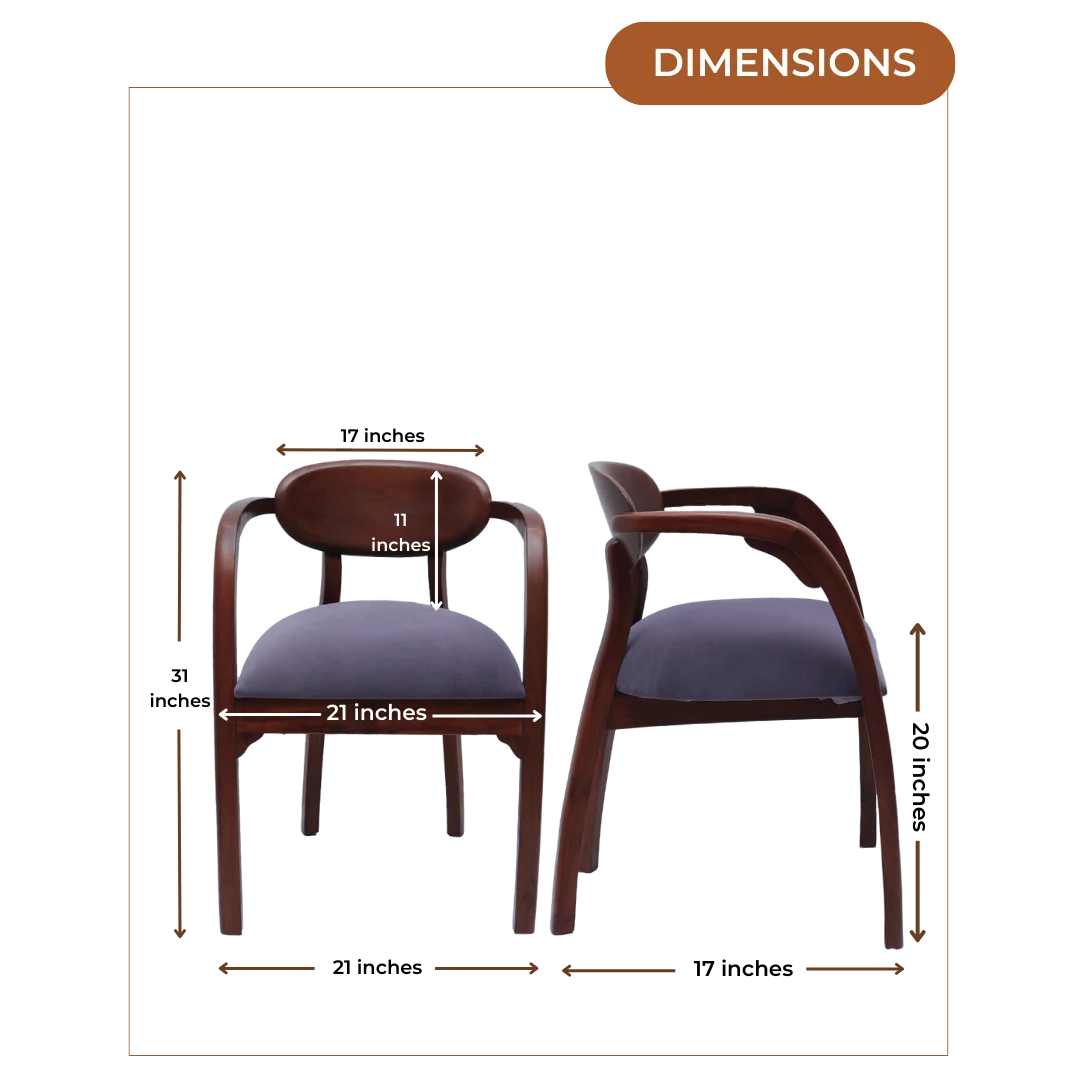 Dimensions of Abetos Teak Wood Arm Chairs (Grey)