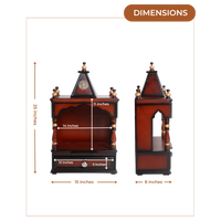 Dimensions of Alaya Wall Mount Pooja Mandir without Door (Brown Gold)